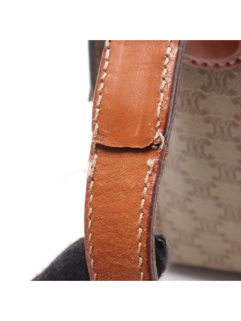 Celine Shoulder Bag Macadam Beige Brown Canvas Leather - Picture 11 of 15